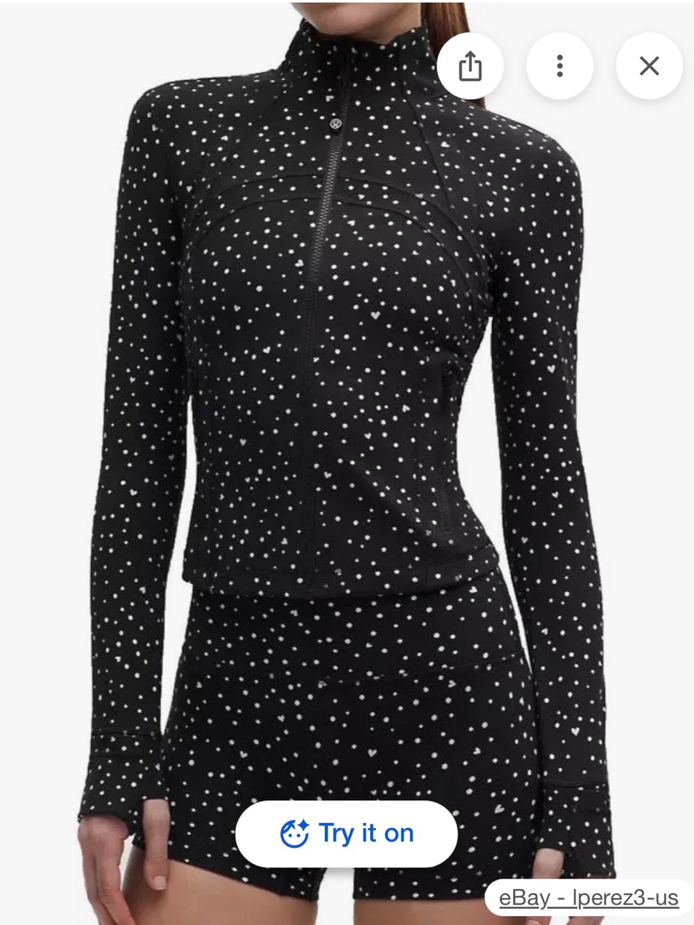 Lululemon Define Cropped Jacket Nulu SOLD OUT Black/Heart Scattered size 10 NWT - Picture 1 of 8